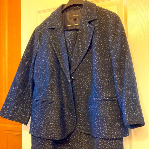 Talbots Black with Gold Metallic Thread Blazer/Jacket Size 16 - Picture 7 of 7